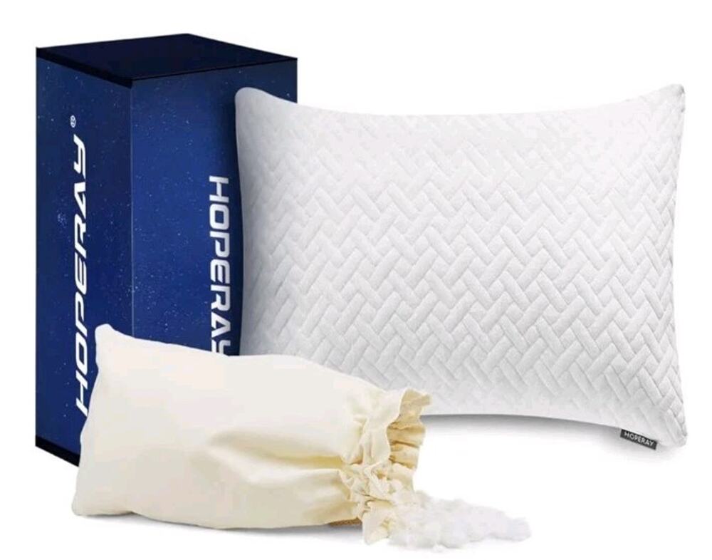 Hoperay Memory Foam Bed Pillow Shredded Firm Standard NEW Removable Washable Cas